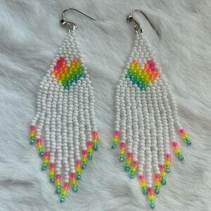 Rainbow fringe earrings